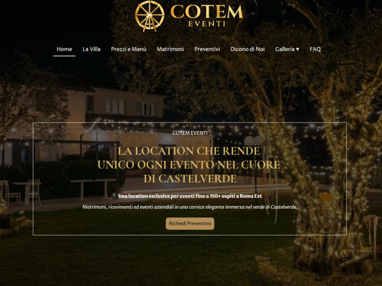 Sito Cotem Eventi visualizzato su computer